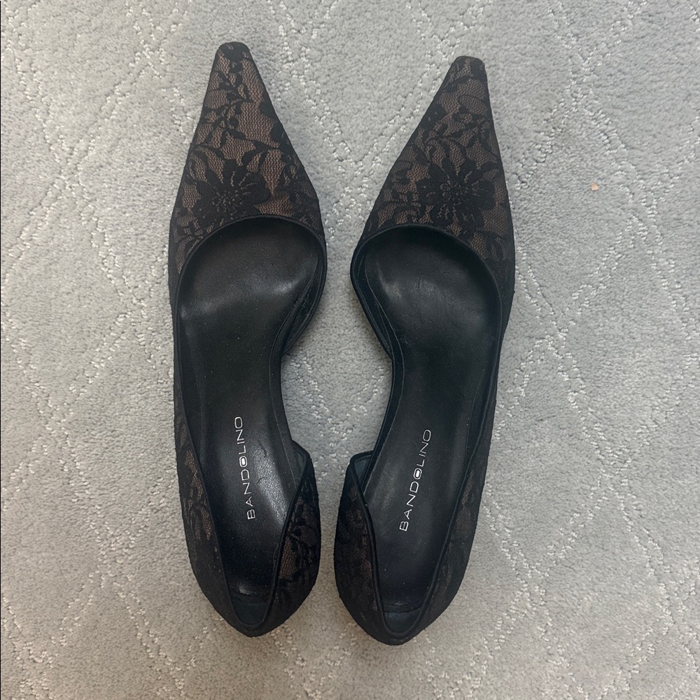 Black and brown lace style heel